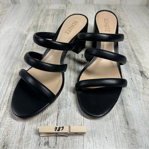 New Schutz Olly Strappy Block Heel Sandal in Blacke #789 - Picture 12 of 12